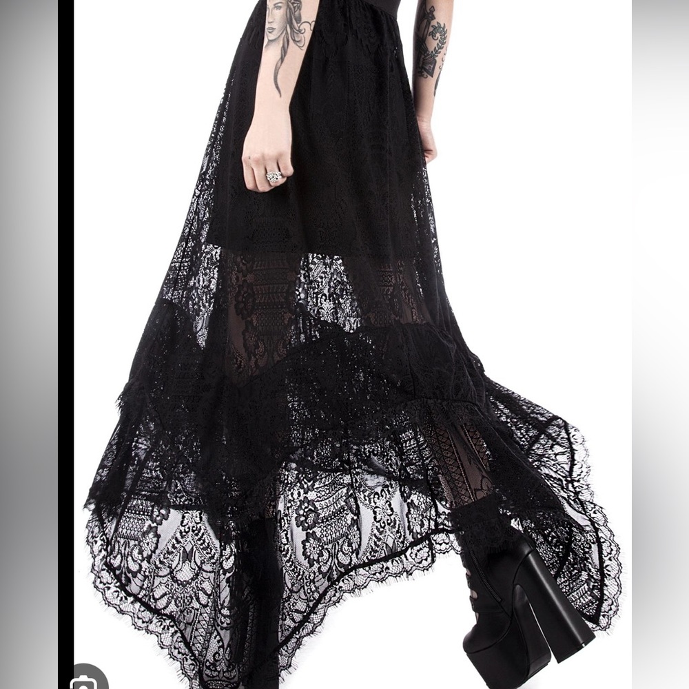 Killstar Morte Mistress Long Lace Skirt size L